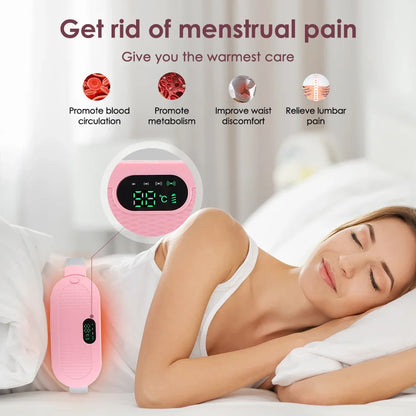 Electric Heating Pad for Women | Menstrual Cramp Relief Vibrator Belt | Abdominal Warmer & Blood Circulation Massager