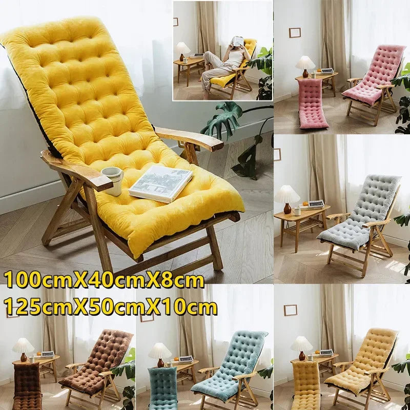 Autumn Winter Thickened Foldable Rocking Chair Cushion – Long Lounge Seat Pad for Garden, Balcony, Sofa & Tatami Home Decor