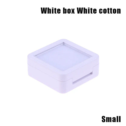 Transparent Glass Lid Gem Storage Box – Jewelry Display Case for Diamonds, Gemstones & Pendants Holder Container