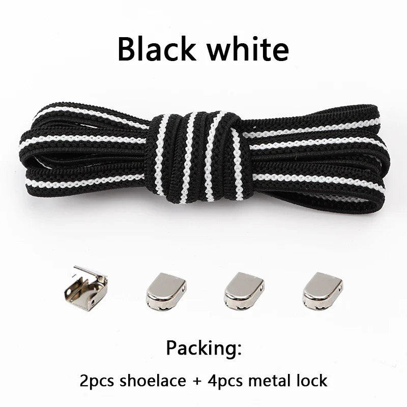 No-Tie Elastic Shoelaces – One Size Fits All Sneakers for Adults & Kids, Flat Tieless Shoestrings