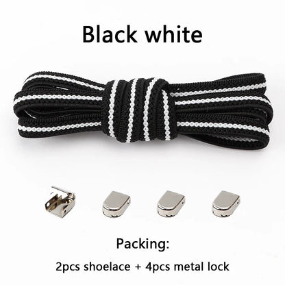 No-Tie Elastic Shoelaces – One Size Fits All Sneakers for Adults & Kids, Flat Tieless Shoestrings