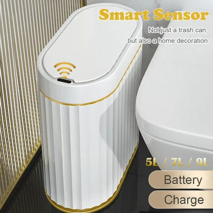 Smart Sensor Narrow Wastebasket - Automatic Dustbin for Bathroom and Kitchen, Sleek Garbage Bucket for Toilet Trash, Essential Home Accessories