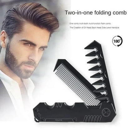Portable Pocket Hair Comb for Men - Folding Wide Tooth Beard Styling Comb for Hair Care, Grooming & Barber Use