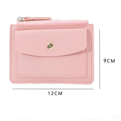 Stylish Short Coin Purse: PU Leather, Solid Color, Credit Card Holder, Zipper Wallet, Money Bag - Multi-Cards Holder
