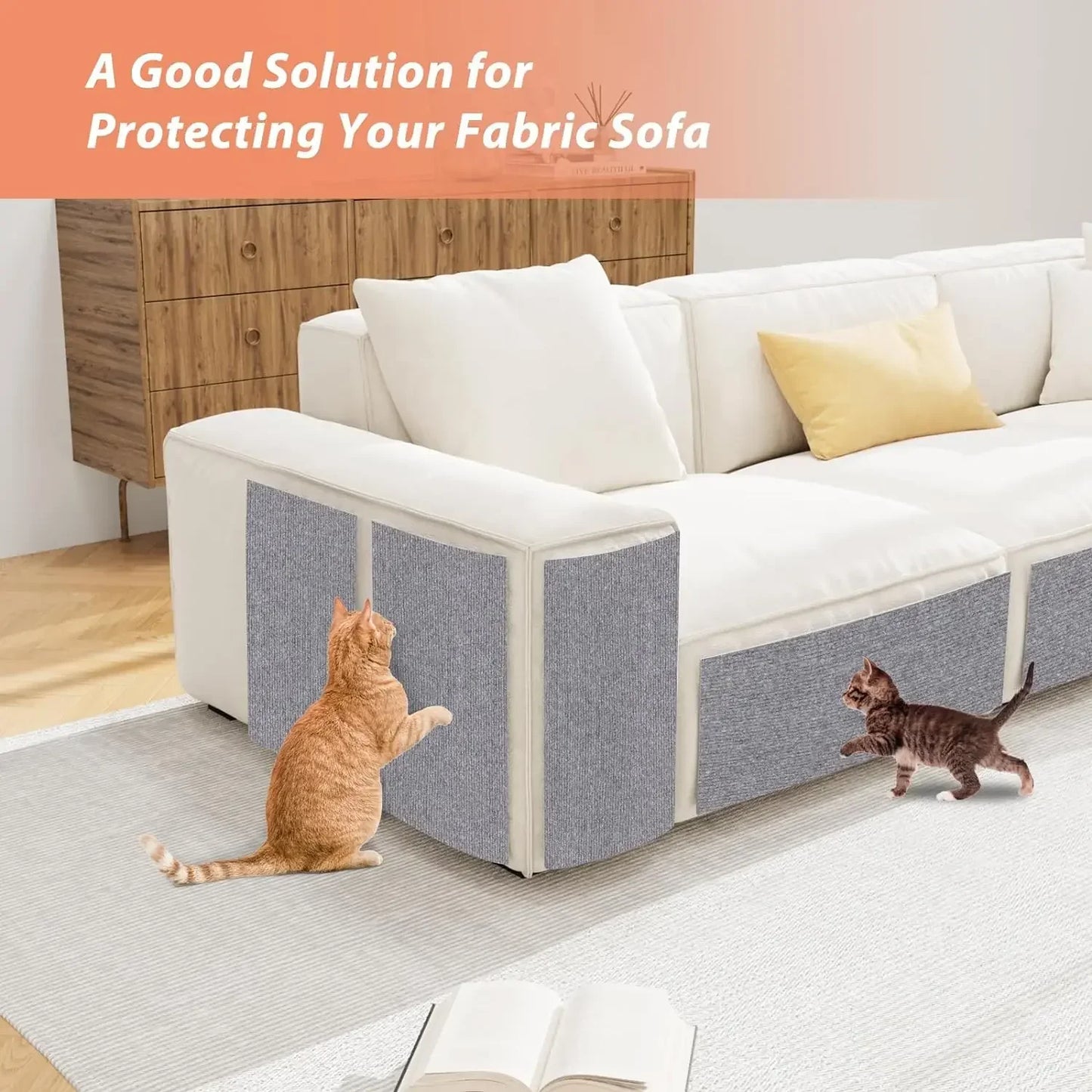 Cat Scratching Mat – Self-Adhesive Trimmable Carpet for Scratching Post and Sofa Protection from Cats