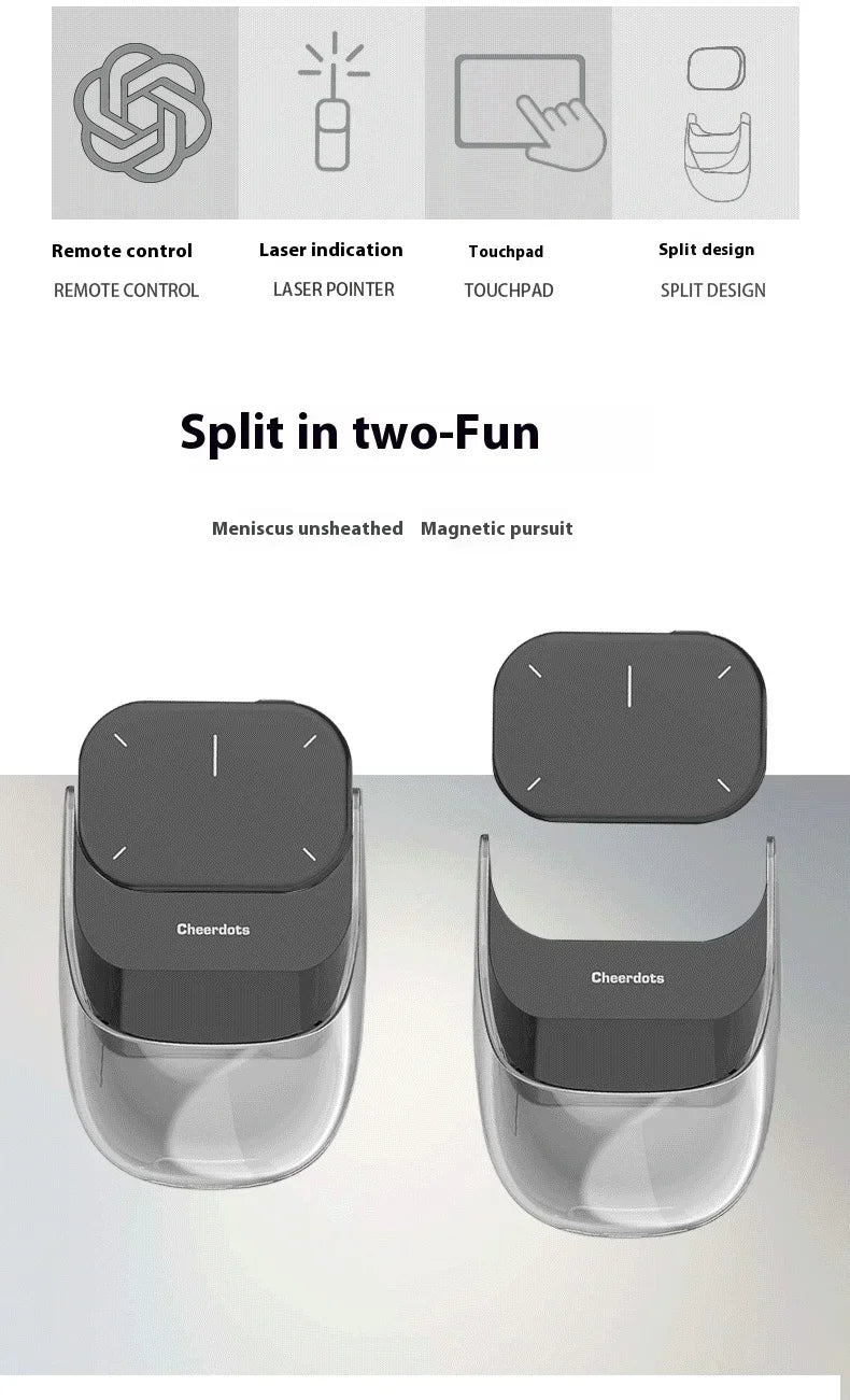 Cheerdots 2 Detachable Air Mouse – Wireless Touchpad, Laser AI Recording, ChatGPT Mobile Presenter & Remote Control