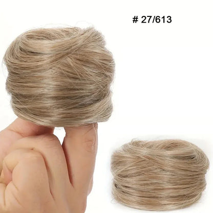 100% Human Hair Bun Ponytail Hairpiece – Brazilian Hair Scrunchie Updo, Donut Chignon Hair Extension for Women
