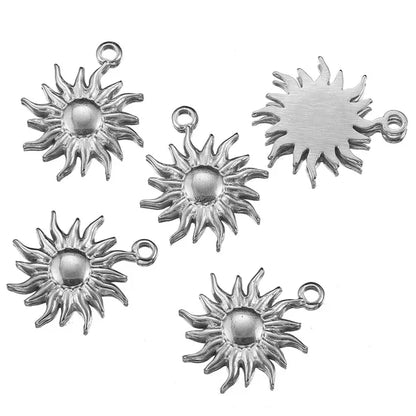 5PCS Stainless Steel Sunburst Sun Pendant Charms – DIY Jewelry Making Supplies for Necklaces & Bracelets