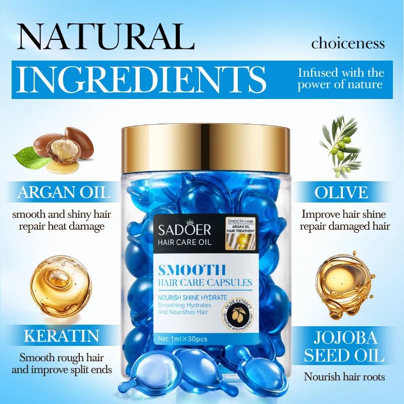 Magic Hair Vitamin Capsules — Keratin Oil for Fast Hair Restoration, Soft, Smooth, Shiny, Deep Moisturizer for Frizzy & Dry Scalp Hair Care