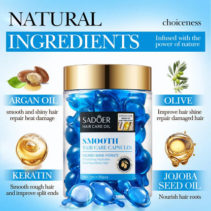 Magic Hair Vitamin Capsules — Keratin Oil for Fast Hair Restoration, Soft, Smooth, Shiny, Deep Moisturizer for Frizzy & Dry Scalp Hair Care