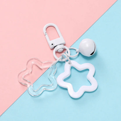 Hollow Star Charm Pendant Keychain – Colorful Acrylic Beads with Bell Bag Lanyard Keyring Jewelry Making Accessories