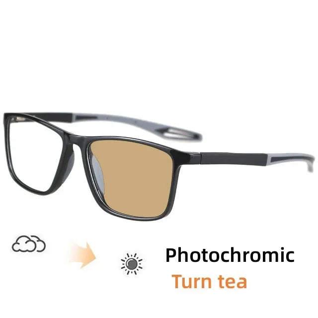 Intelligent Photochromic Myopia Glasses – Vintage TR90 Computer Sunglasses for Nearsighted Users, Finished Lenses -1.0 to -6.0