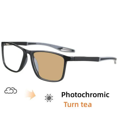 Intelligent Photochromic Myopia Glasses – Vintage TR90 Computer Sunglasses for Nearsighted Users, Finished Lenses -1.0 to -6.0