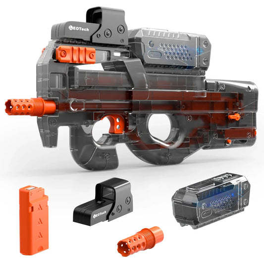 Electric Gel Gun – Transparent Black Fully Automatic Splatter Ball Toy for Outdoor Shooting Games (No Bullets)