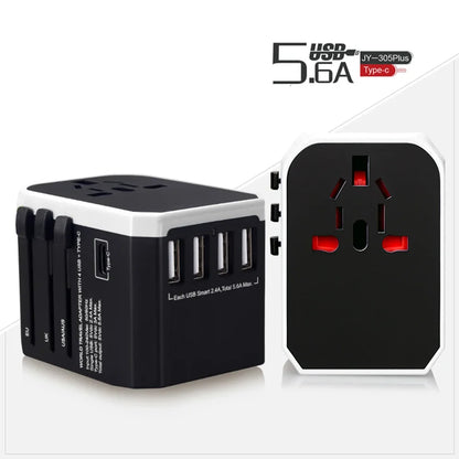 Melery Travel Smart Adapter – International Wall Plug with USB Type-C Charger for US, EU, UK, AU Compatible with iPhone, iPad & Android