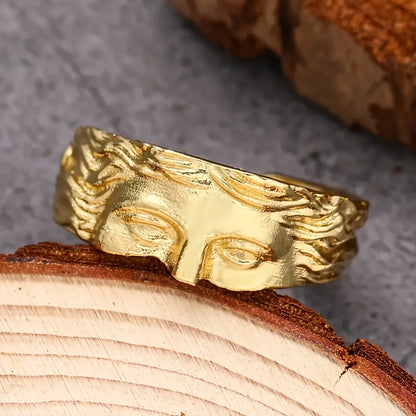Men's Retro Venus Mask Ring – Adjustable Thai Silver Relief, Creative Statement Jewelry Gift