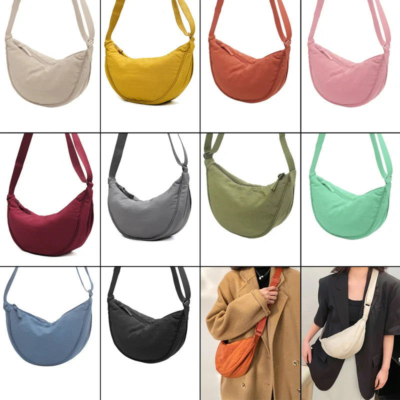 Nylon Hobo Chest Shoulder Bag – Large Capacity Half Moon Crossbody Messenger for Women, Travel & Everyday Use