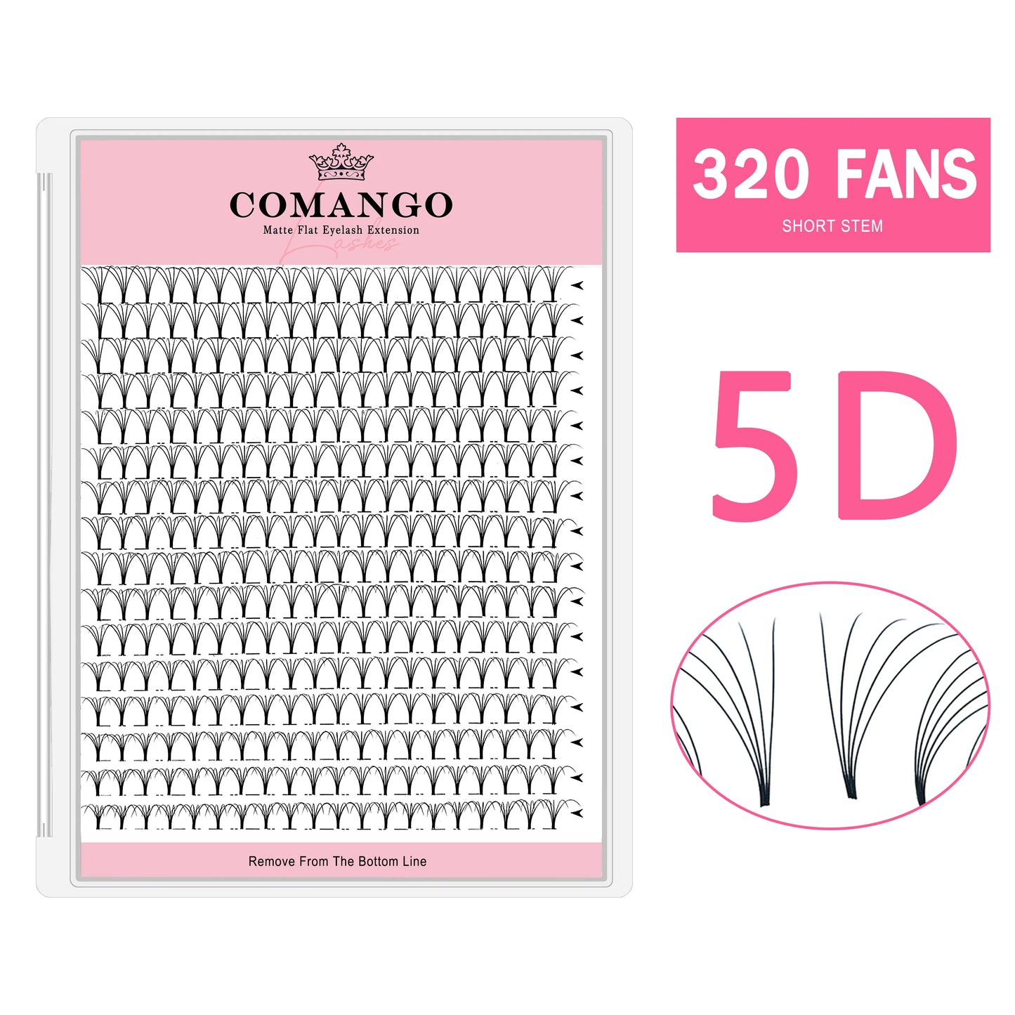 CoMango Wispy Premade Volume Lash Fans – 3-10D Individual Short Stem Faux Mink Russian Eyelash Extensions, 320 Fans