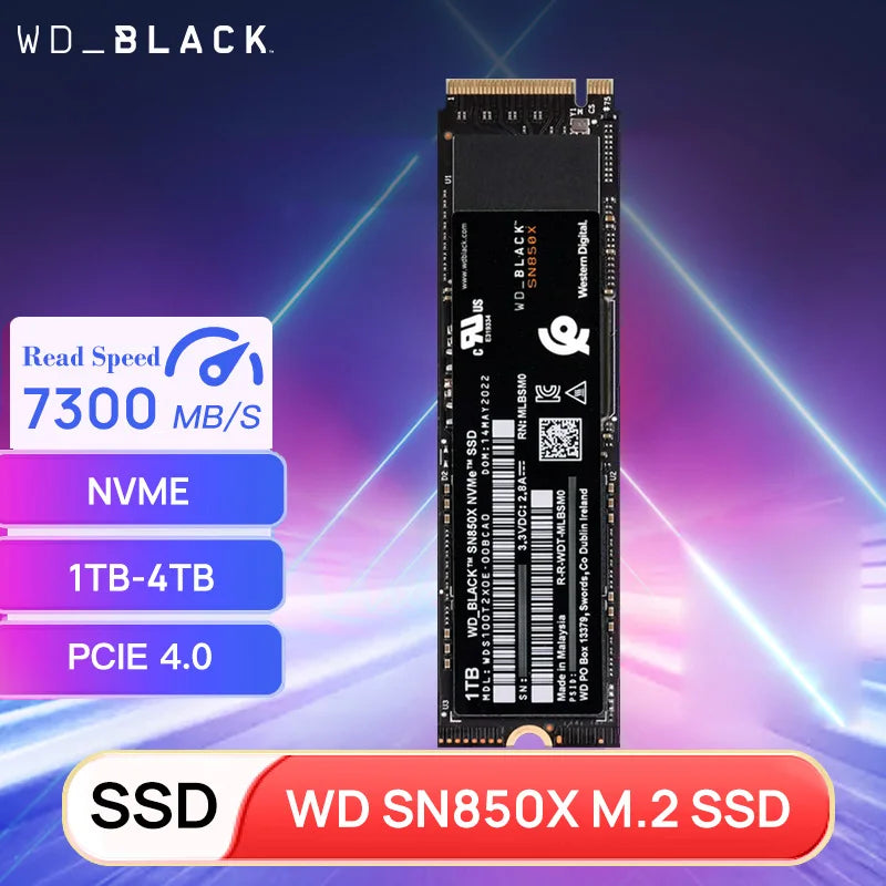 WD_BLACK SN850X M.2 NVMe SSD – 1TB/2TB/4TB PCIe 4.0x4 for Gaming, PC, Laptop, PS5