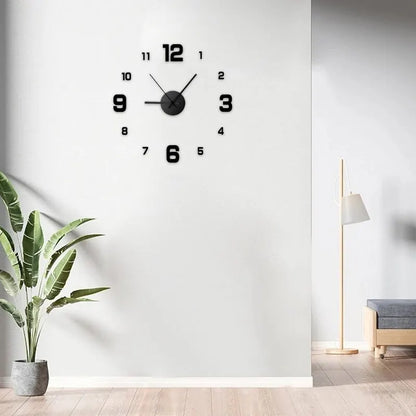 Frameless DIY Wall Clock Decal - Silent, Home Office Living Room Decor