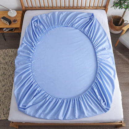 Cotton Fitted Sheet - Non Slip Elastic Band Mattress Cover for Single, Double, King & Queen Beds