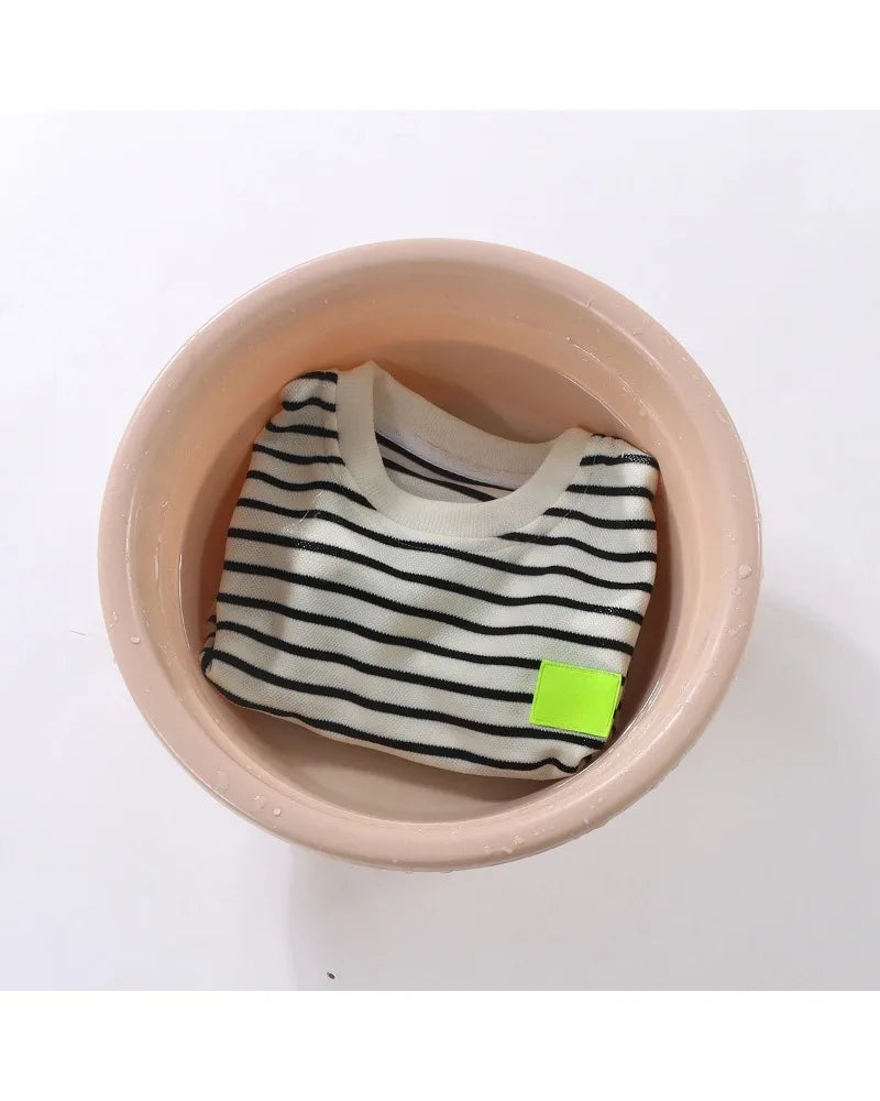 2PCS Kids Summer Outfit – Cotton Short Sleeve Tee & Shorts Set for Boys, Black & White Stripe