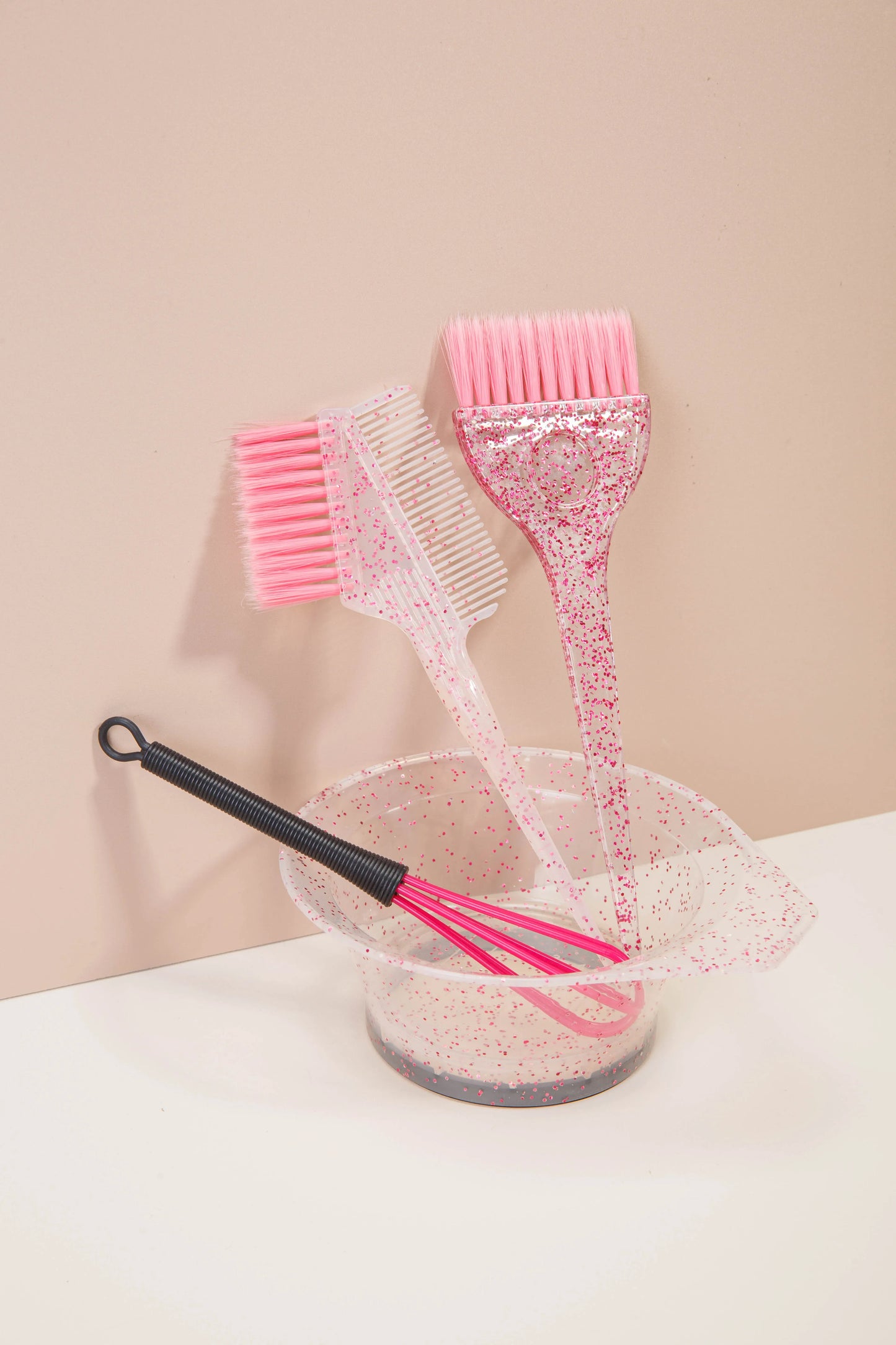 4pcs Hair Styling & Highlight Dyeing Set – Sparkling Comb, Oil Brush, Single-Sided Soft Hair Pearl Dyeing Brush