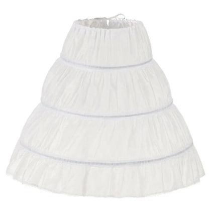 White Children’s Petticoat - A-Line 3-Hoop Lace Trim Crinoline Skirt