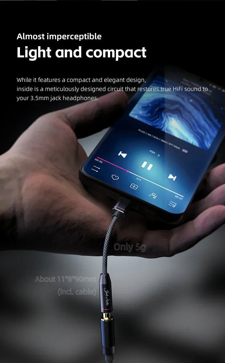 FIIO JadeAudio JA11 USB-C to 3.5mm Headphone Adapter — Hi-Res DAC Audio Cable for Phones