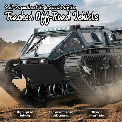 JJRC C8812 LED Tracked Tank RC Car — Full-Scale Simulation Model, Drift Remote Control Off-Road Vehicle Toy for Boys Gift