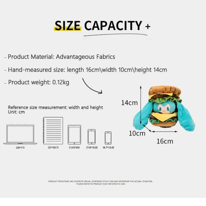 Cute Hatsune Miku Plush Doll with Hamburger Outfit – Changeable Clothes Anime Figure Stuffed Toy Collectible Gift