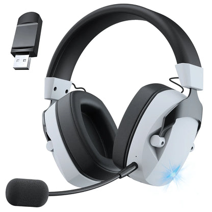 Gaming Headset with Detachable Noise-Cancelling Microphone — 2.4G Bluetooth, USB & 3.5mm Wired 3-Mode Multi-Device Headphones