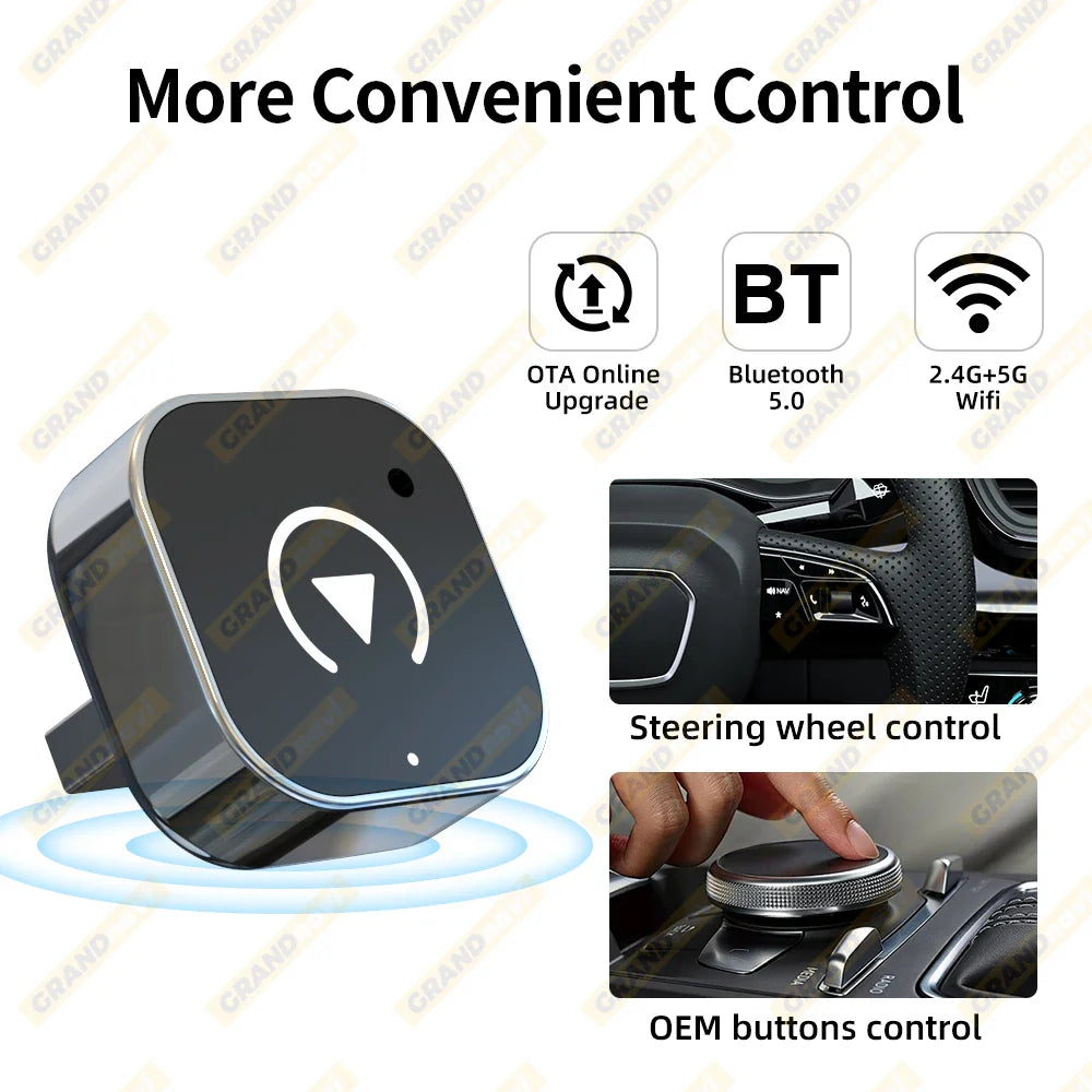 Wireless CarPlay & Android Auto Adapter — USB Smart Mini Box, Plug & Play, Universal for VW, Toyota, Nissan, Honda, Ford, Benz