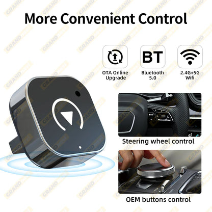 Wireless CarPlay & Android Auto Adapter — USB Smart Mini Box, Plug & Play, Universal for VW, Toyota, Nissan, Honda, Ford, Benz