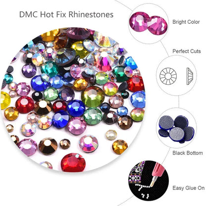 Bobohoo HotFix Crystal Rhinestones SS6-SS30 – Glitter Iron-On Strass Gems for Clothing, Dresses & DIY Crafts