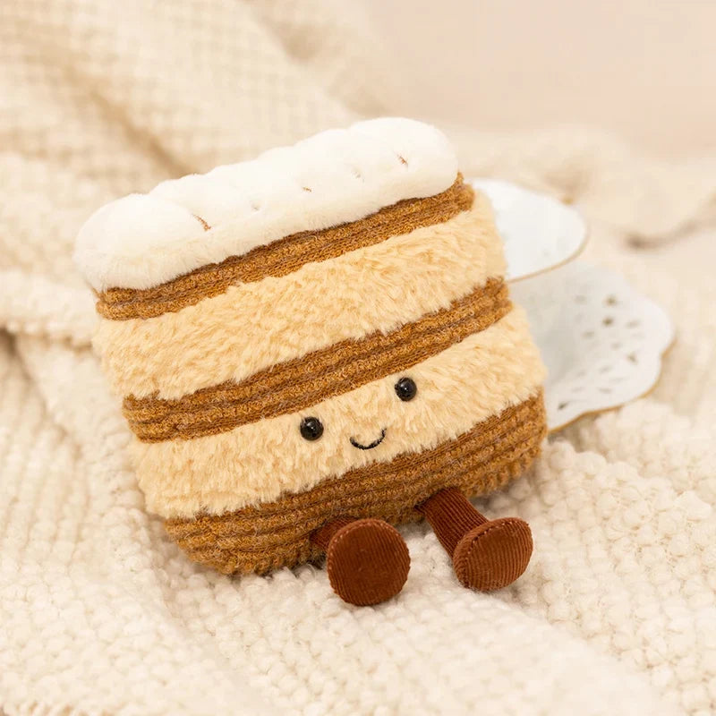 Cute Dessert Plush Toys – Soft Cake, Waffle, Pancake, Macaron, Éclair Stuffed Dolls for Kids Gift & Home Decor