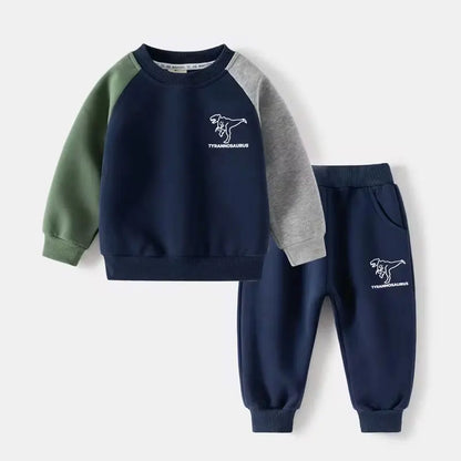 New Spring Autumn Kids Clothes Set – Patchwork Two-Piece Casual Tracksuit for Boys, Tops & Pants