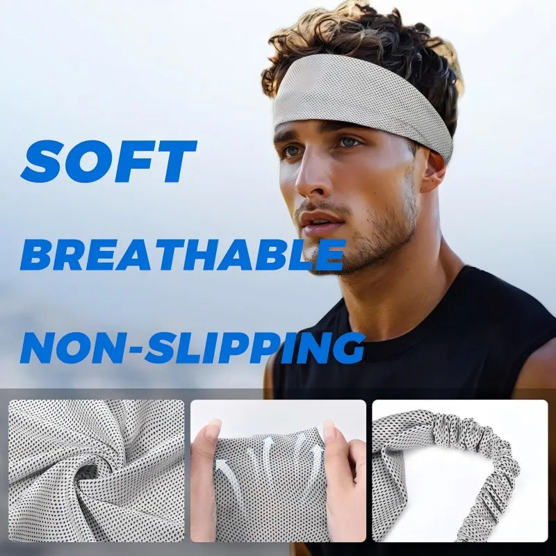 Cooling Sports Headband for Men & Women – Elastic Non-Slip Moisture-Wicking Sweatband for Running, Gym, Yoga & Hiking
