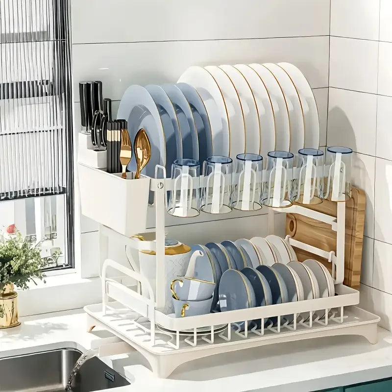 Pink Dish Rack – Snap-On Kitchen Storage Organizer for Bowls & Plates, No-Drill Installation