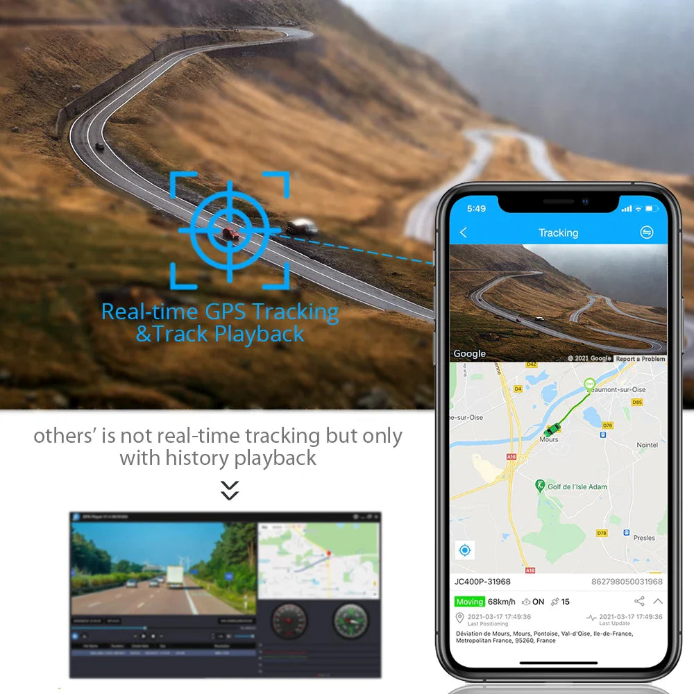 Jimi JC400P 4G Car Camera – 1080P Dual Cameras, GPS Tracking, Wifi Hotspot, Live Stream, DVR Dash Cam with Free App
