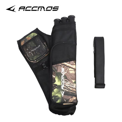 ACCMOS 3-Tube Arrow Quiver Pouch with Adjustable Belt — Recurve & Compound Bow Quiver for Hunting & Target Shooting