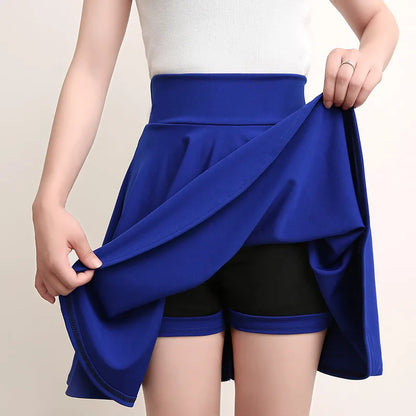 Women’s Flared Mini Skirt with Built-In Shorts – Pleated Skater Style Casual Fashion Skirt, Plus Size 2025 Design