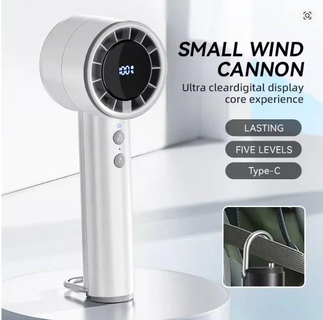 Silent High-Speed USB Handheld Fan – Portable Small Fan with LED Display, High Wind Power, and Cooling Air Conditioner Function