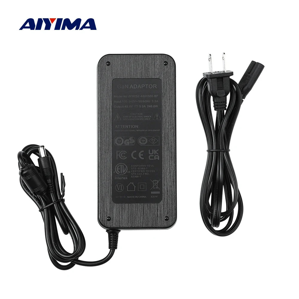 AIYIMA 48V 5A GaN Power Adapter — Switch Power Supply for TPA3255/TAS5630 Amplifiers, EU/US/AU/UK