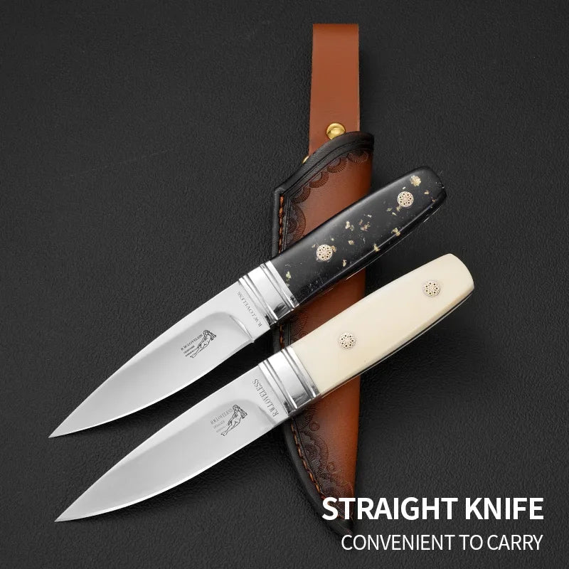 M390 High-Hardness Survival Knife – Nordic Small Straight Mirror-Finish Collector Knife, Camping & Outdoor Fruit Knife