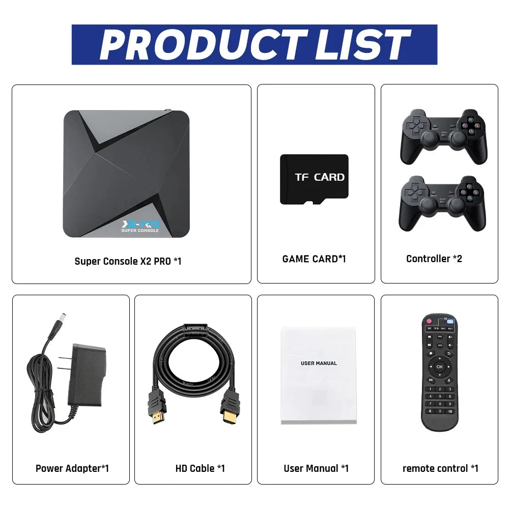 KINHANK Retro Super Console X2 Pro — 90,000 Games for PS1, DC, MAME, SS with Gamepad, Perfect Kid Gift Game Box