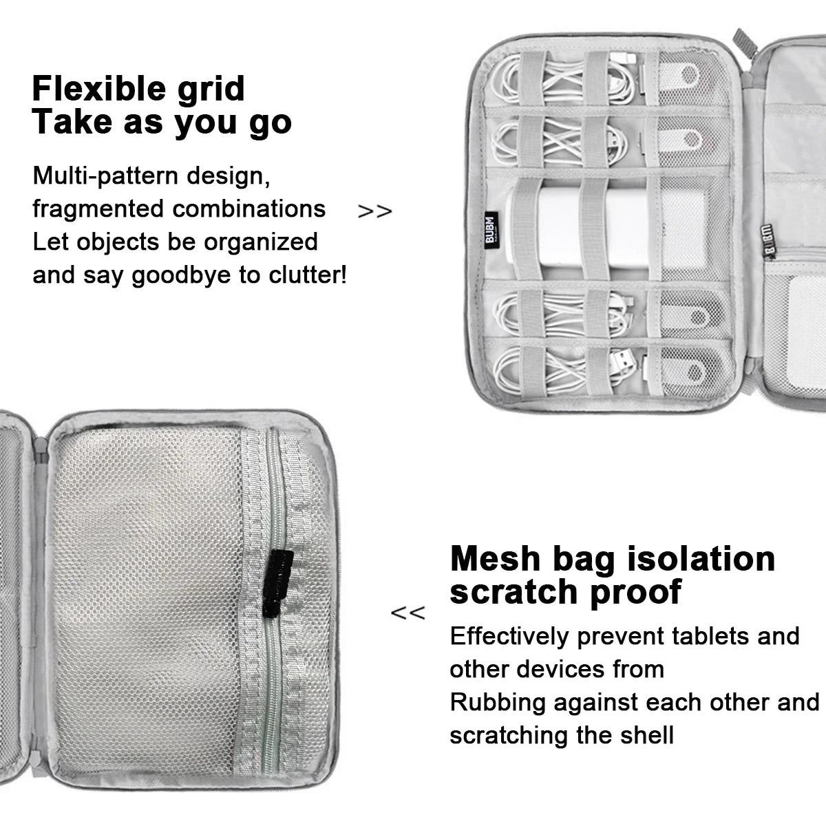 Portable Travel Data Cable Storage Bag – Double Layer Power Bank, U-Disk & Earphone Organizer