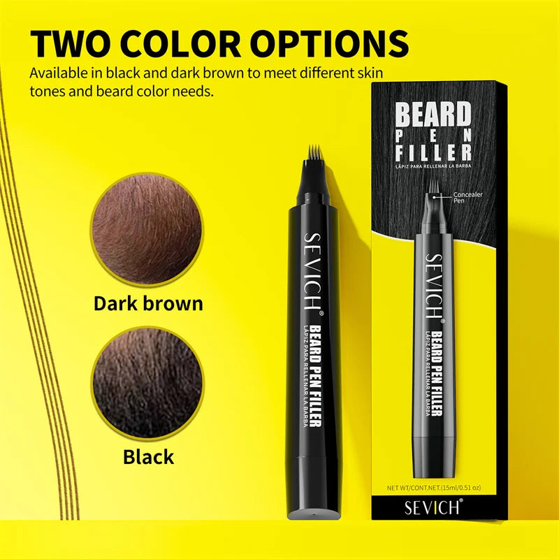 SEVICH Beard Filler Pen – Waterproof Black Fiber Beard Coloring & Enhancing Tool