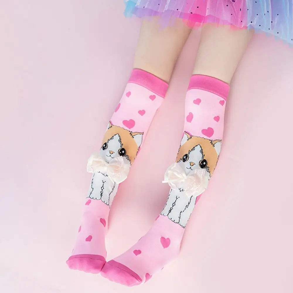 Cute Cartoon Penguin & Koala Knee-High Socks – Breathable 3D Long No-Heel Socks for Kids