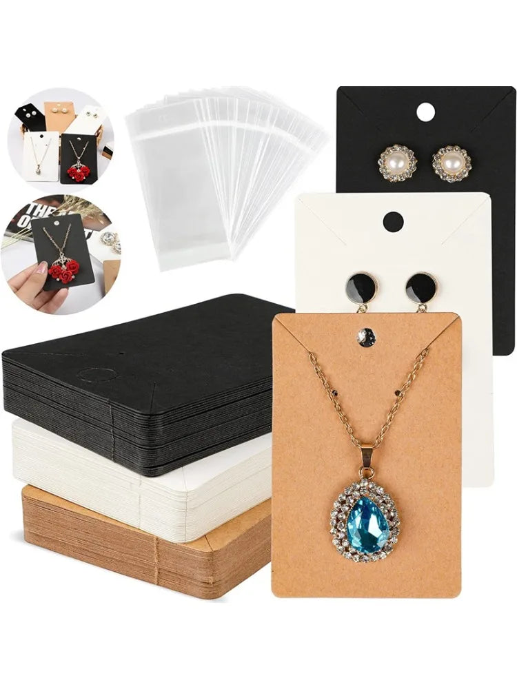 50pcs 6x9cm Blank Jewelry Display Cards – Necklace & Earring Holder Cards